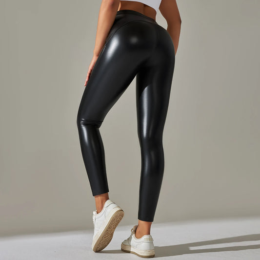 Legging Noir Femme – Similicuir Taille Haute
