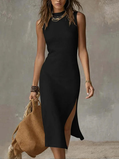 Robe Gilet Femme – Sans Manches et Fente Haute