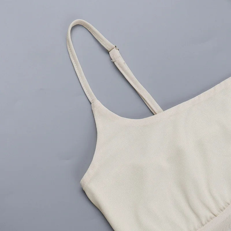 Ensemble deux pièces sexy jupe mini et haut sans manches à bretelles pour femmes