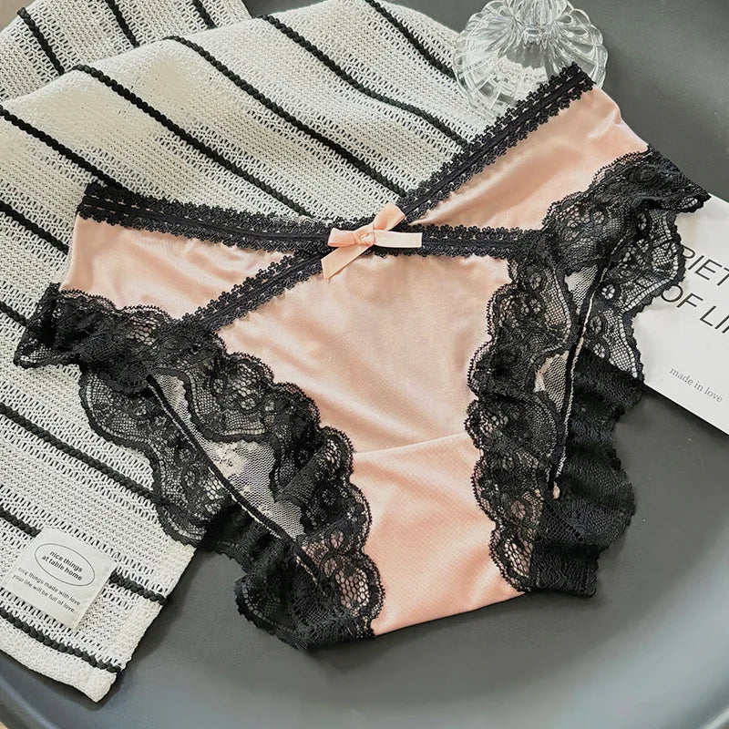 Culotte en dentelle français sans couture et maille transparente pour femmes