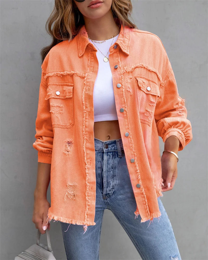 Veste en jean style chemise pour femmes