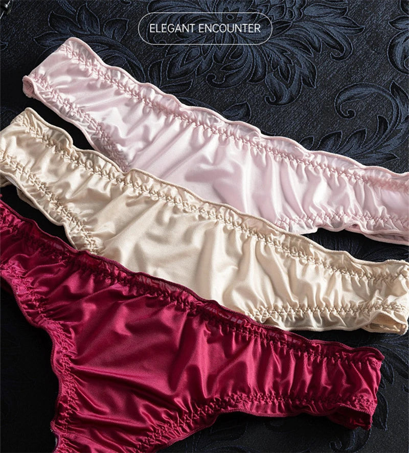 String tanga ultra fin en soie glacée pour femmes