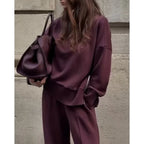 Ensemble 2 pièces sweat-shirt ample et décontracté et pantalon large pour femmes