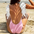 Maillot de bain une pièce à dos ouvert et ailes d'ange pour femmes