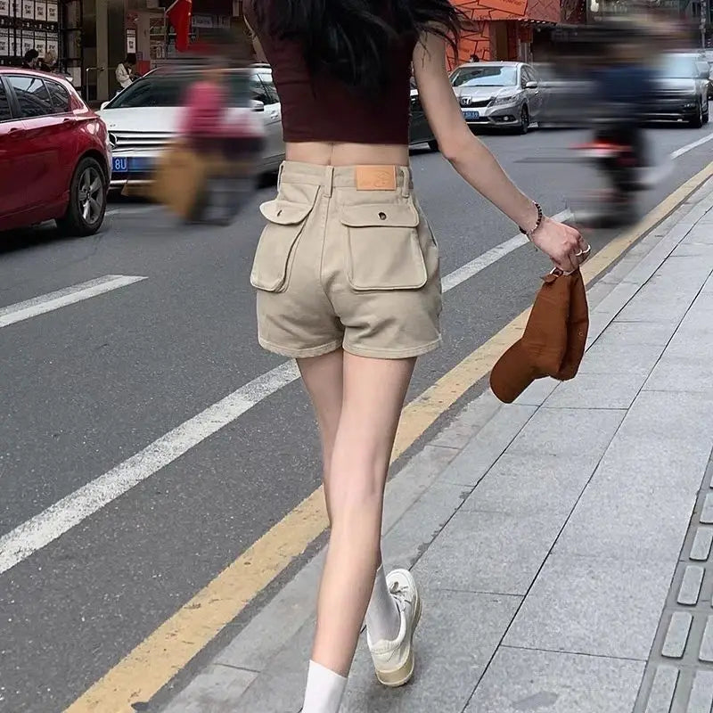 Short baggy court en jean pour femmes