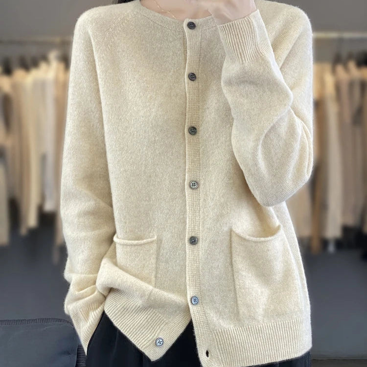 Cardigans à manches longues et col rond pour femmes
