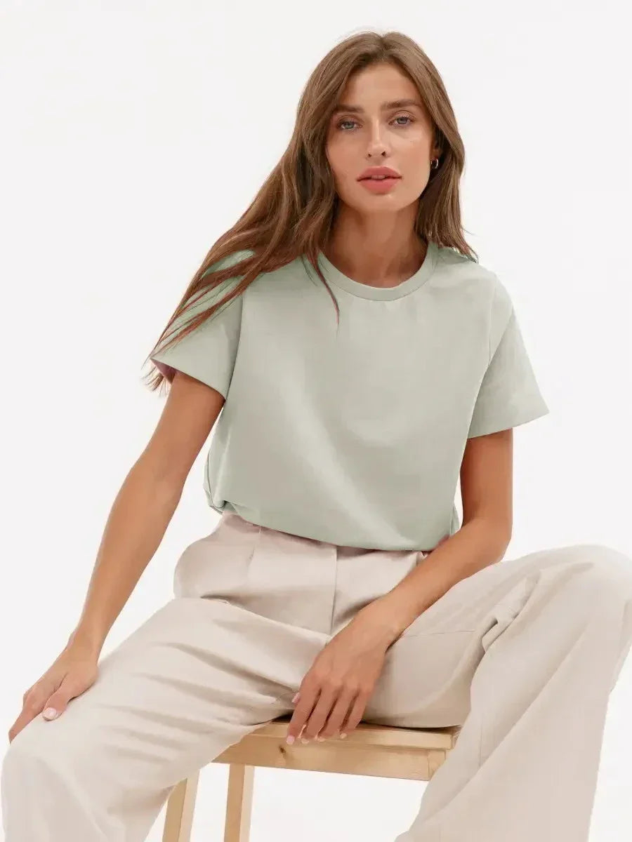 T-shirt d'été 100 % coton pour femmes