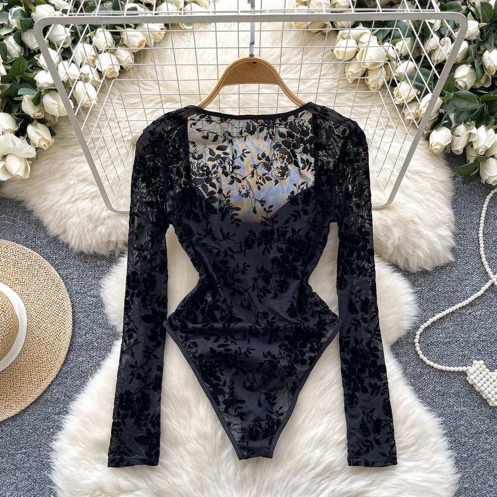 Body à fleurs floquées pour femmes