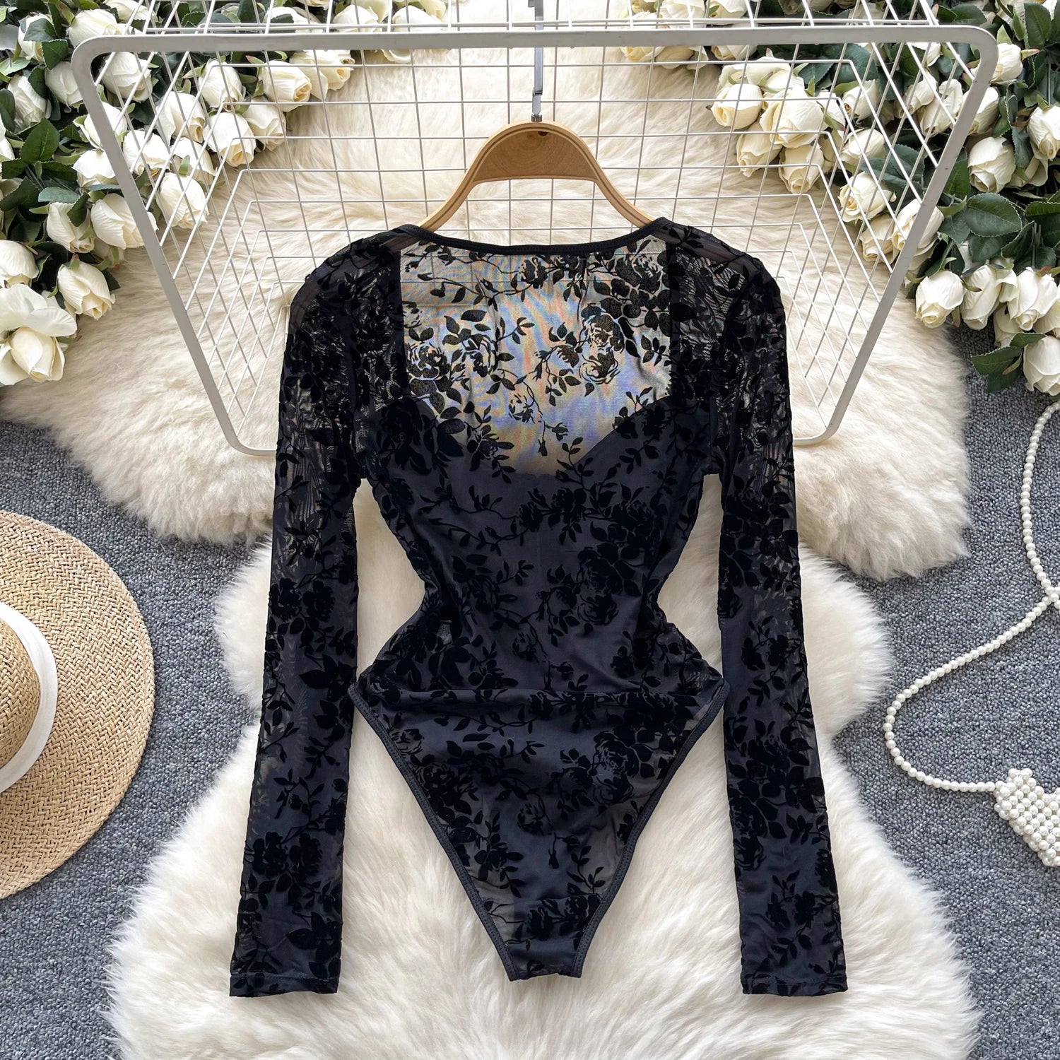 Body à fleurs floquées pour femmes