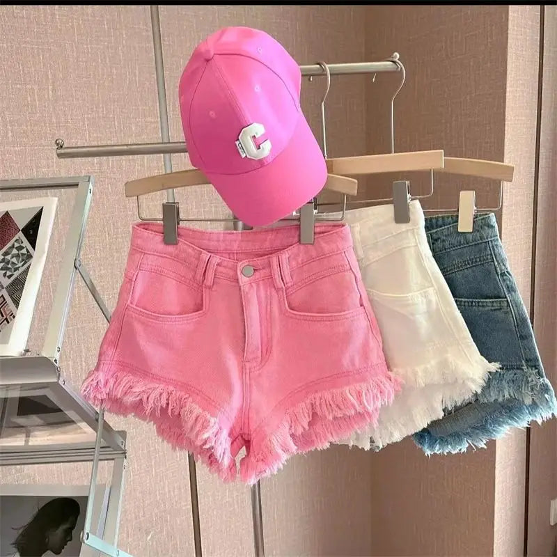 Short à franges patchwork pour femmes