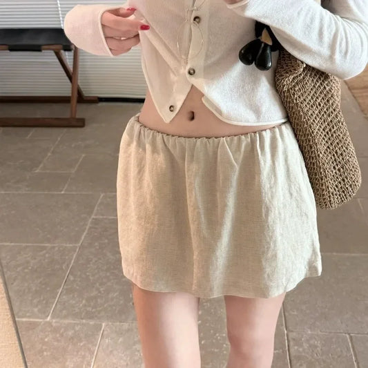 Jupe Trapèze Femme – Coton-Lin et Short Intégré