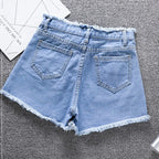 Short en jean à bords rugueux pour femmes