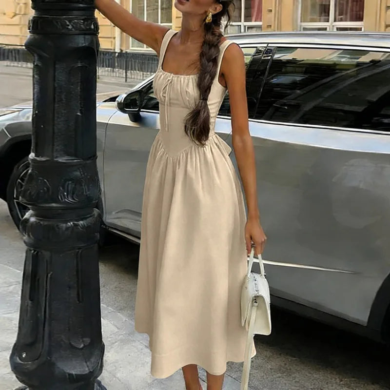 Robe longue à lacets décontractée pour femmes