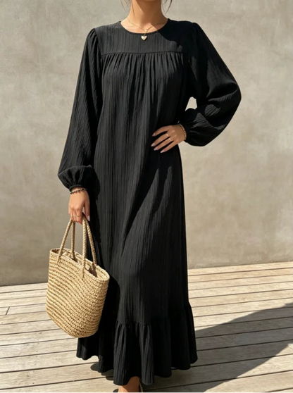 Robe Longue Fluide Femme – Effet Froissé Élégant