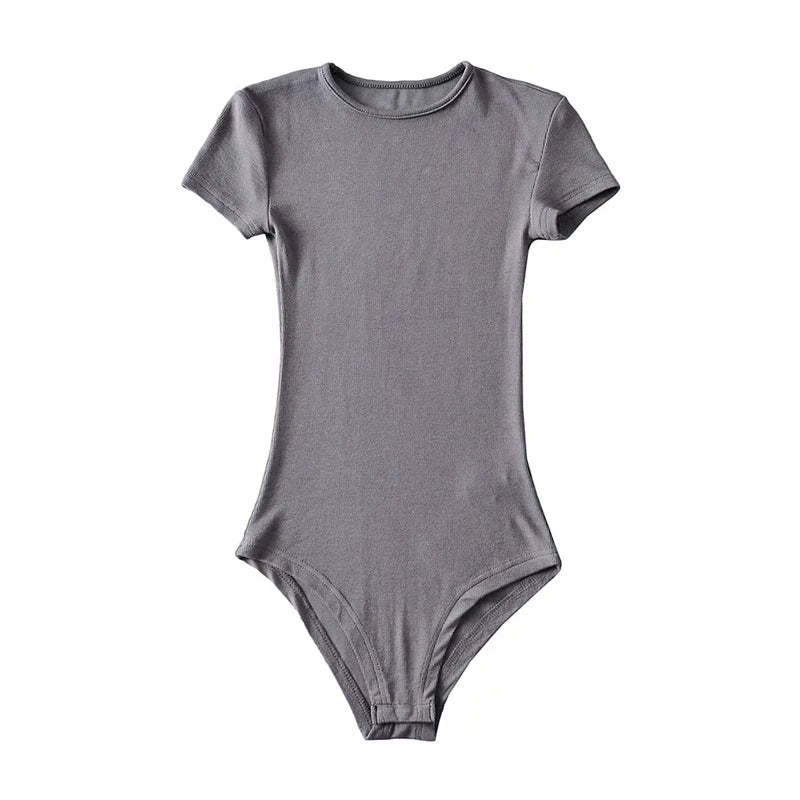 Body d'été sexy à manches courtes et col rond pour femmes