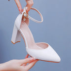 Sandales pointues en cuir talons pour femmes