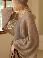 Châle cardigan tricoté 100% pure laine pour femmes