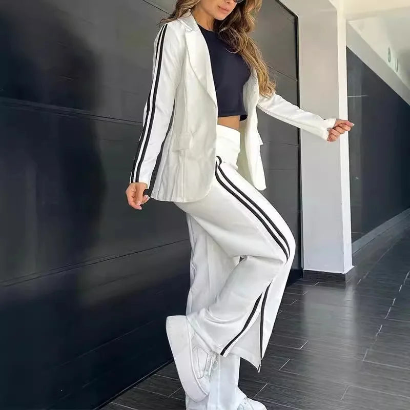 Ensemble 2 pièces pantalon à poches et blazer pour femmes
