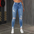 Jean Skinny déchiré taille haute pour femmes
