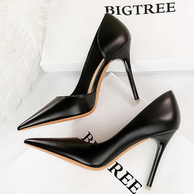 Escarpins en cuir de qualité à talons hauts pour femmes