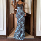 Robe longue à carreaux sexy pour femmes