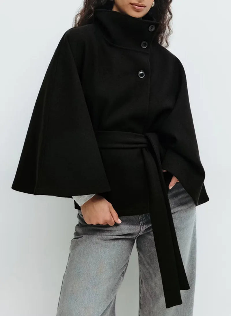 Manteau à col montant à lacets pour femmes