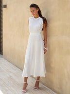 Robe maxi plissée en maille pour femmes