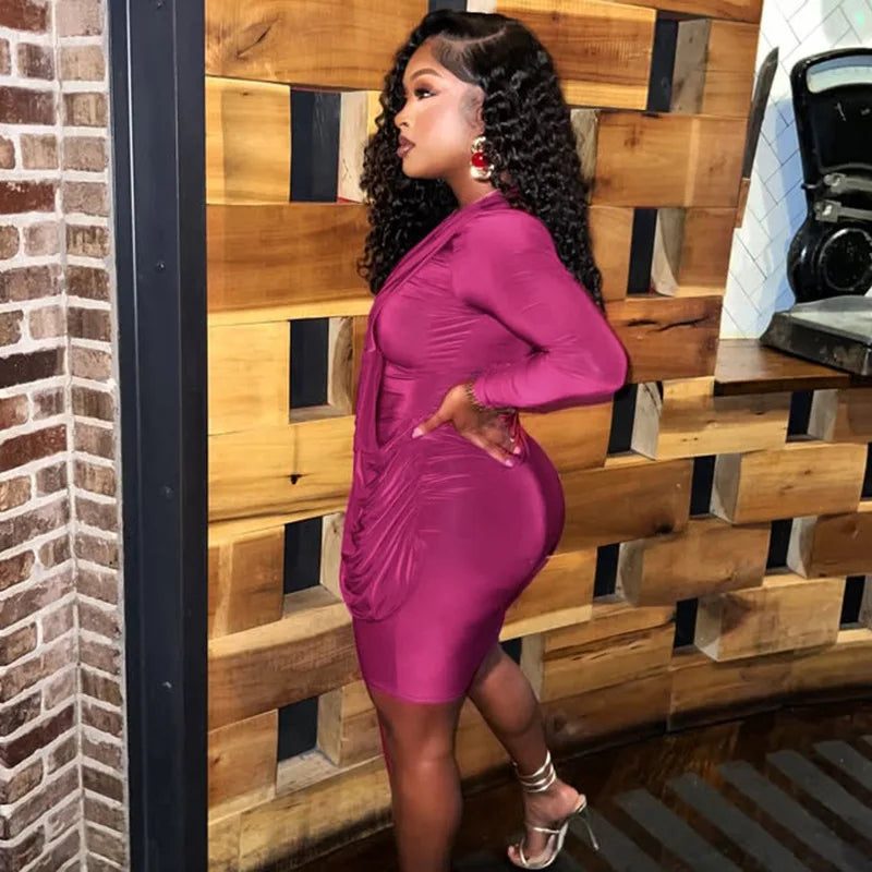 Robe mini élégante à fronces et bandage pour femmes