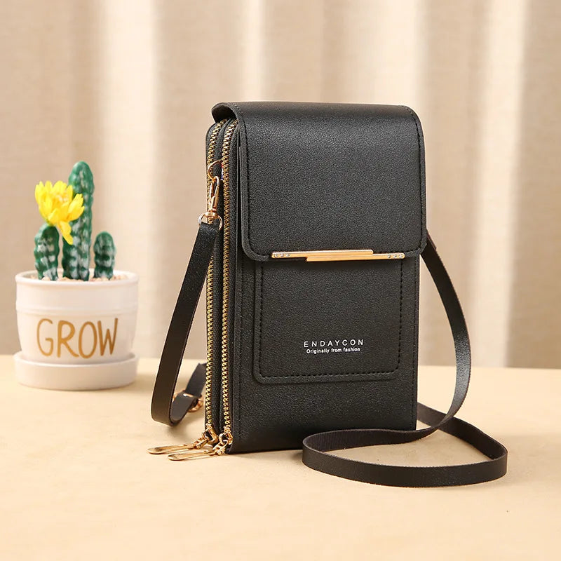 Sac à main en cuir souple téléphone portable pour femmes