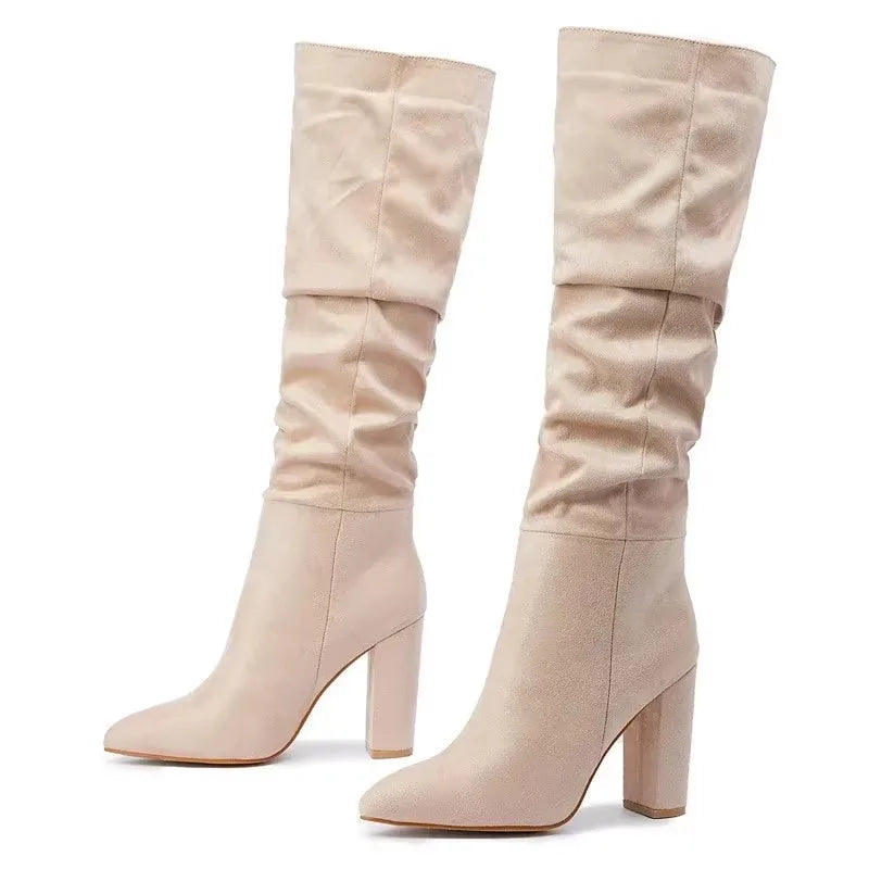 Bottes au genou confortables et chaudes pour femmes