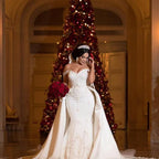 Robes de mariée élégantes en dentelle perlée avec traîne pour femmes