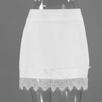 Jupe mini en satin et dentelle pour femmes
