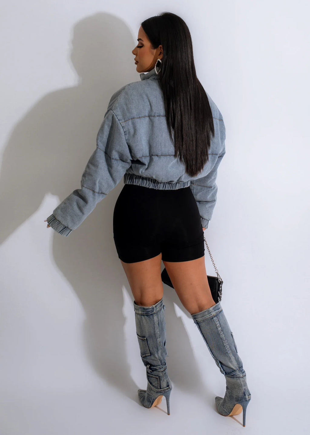 Combinaison en denim matelassé pour femmes