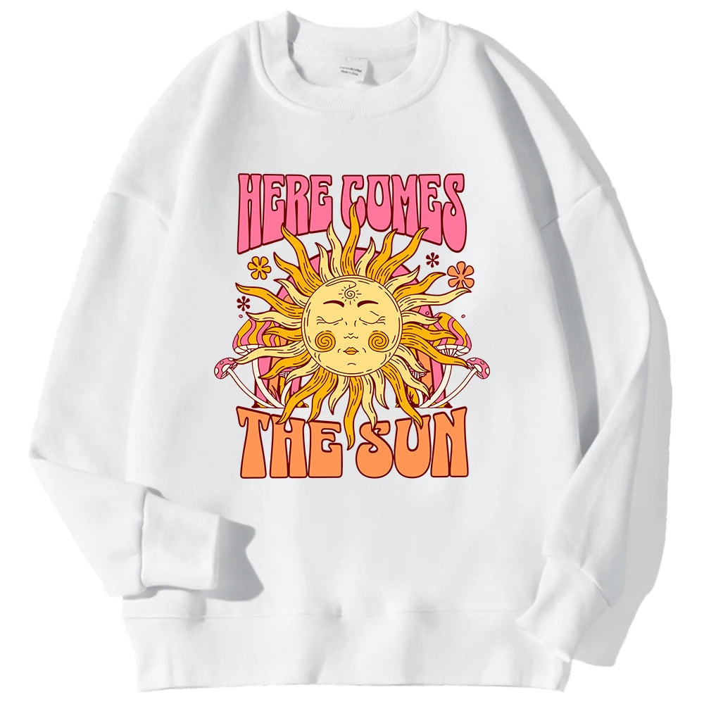 Sweat-shirt à capuche imprimé léopard et soleil pour femmes