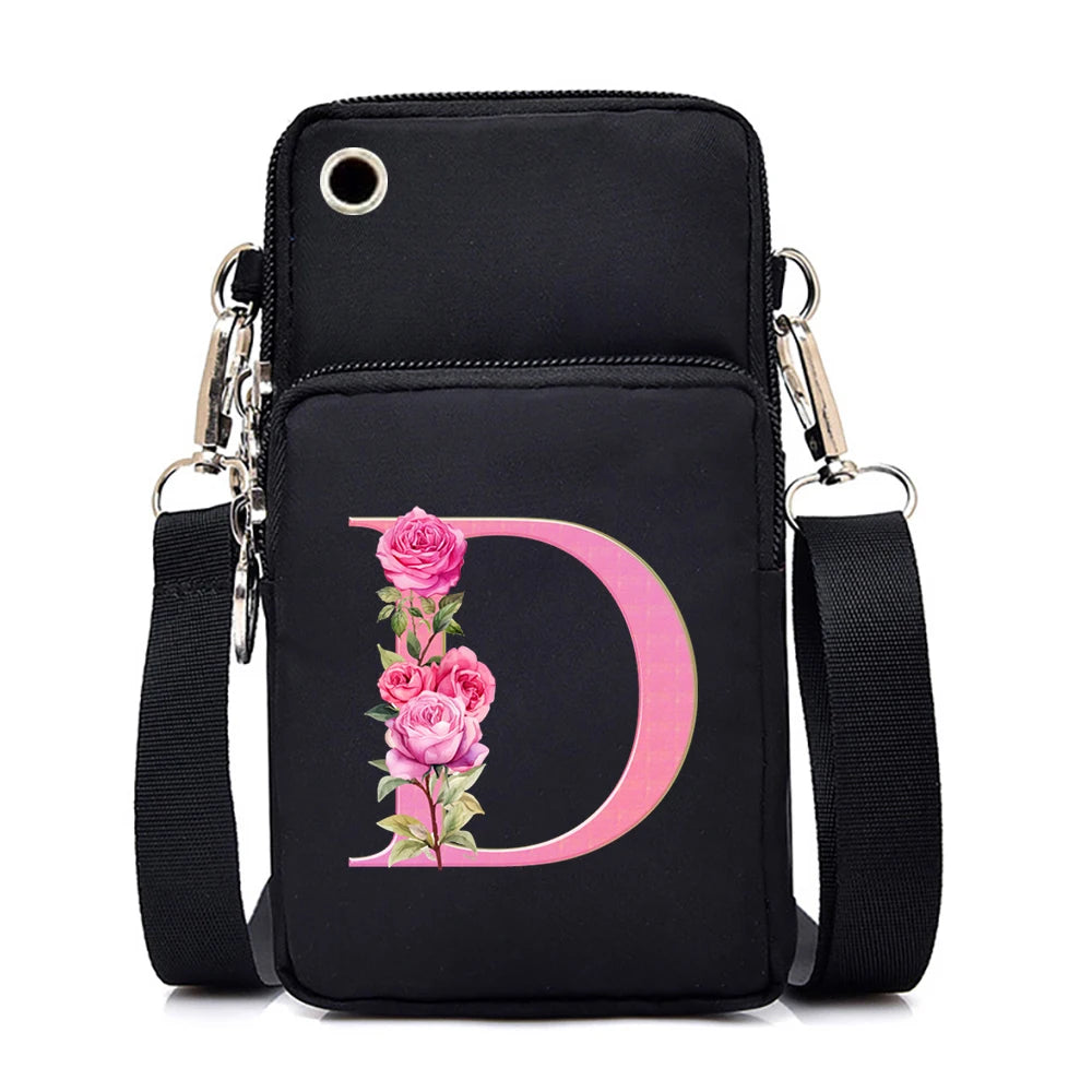 Sac à bandoulière série lettres Sakura rose pour téléphone portable pour femmes