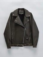 Veste ample rétro Pu Faux cuir pour femmes