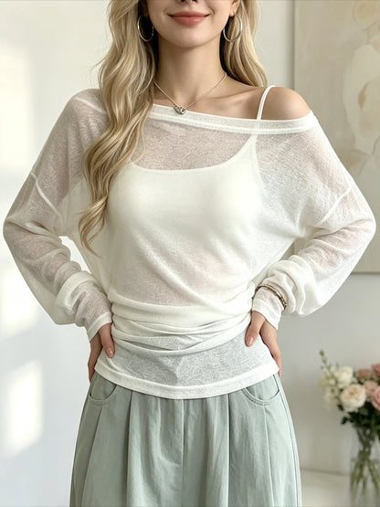 Top Transparent Femme – Épaules Dénudées et Taille Nouée