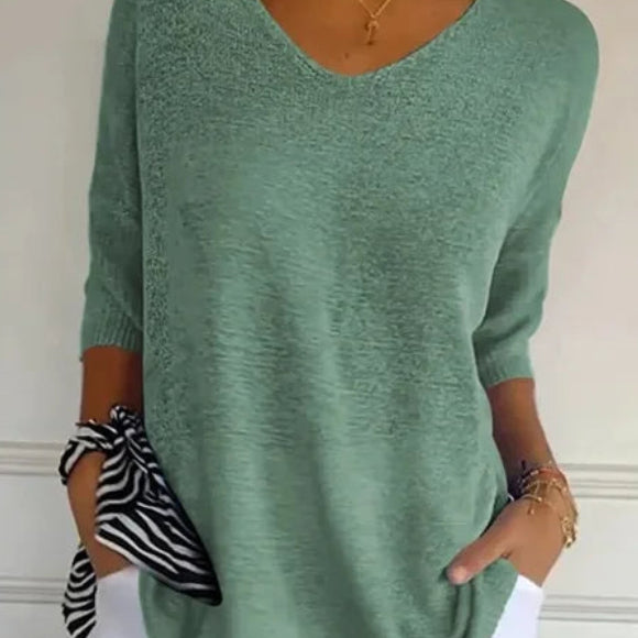 Pull décontracté à col en V pour femmes