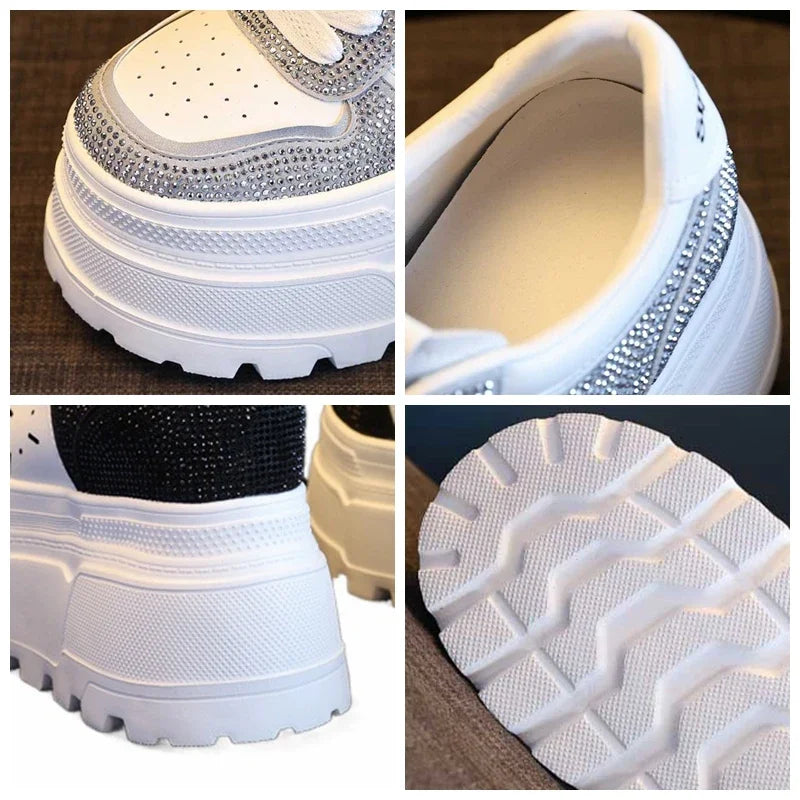 Baskets compensées en cuir pour femmes