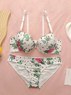 Ensemble de sous-vêtements soutien-gorge sexy à fleurs brodées pour femmes