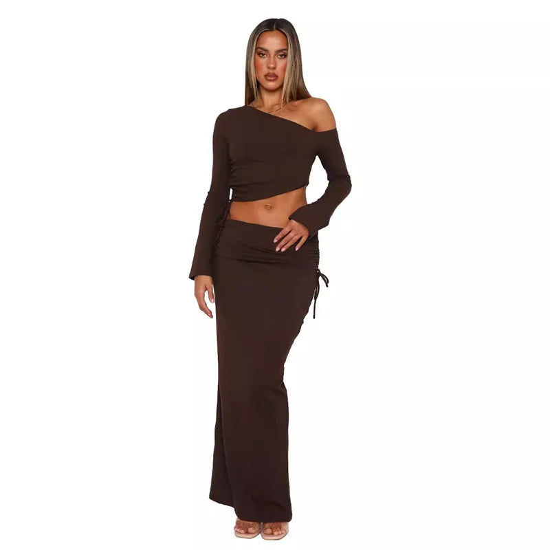 Ensemble robe longue et haut à manches longues pour femmes