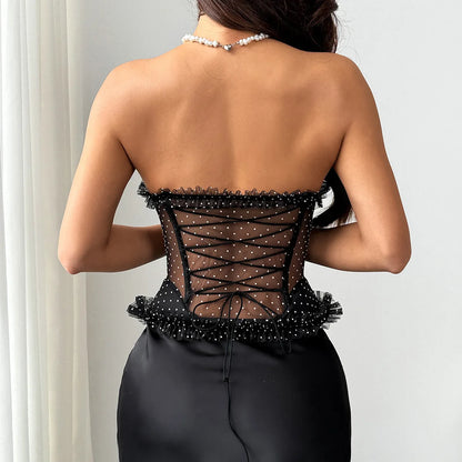 Débardeur Corset Femme – Pois et Coupe Bustier
