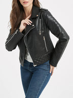 Veste court en pu faux cuir pour femmes