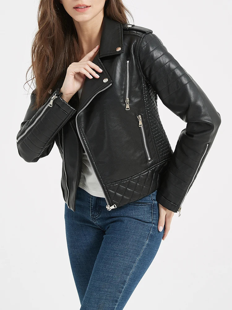 Veste court en pu faux cuir pour femmes