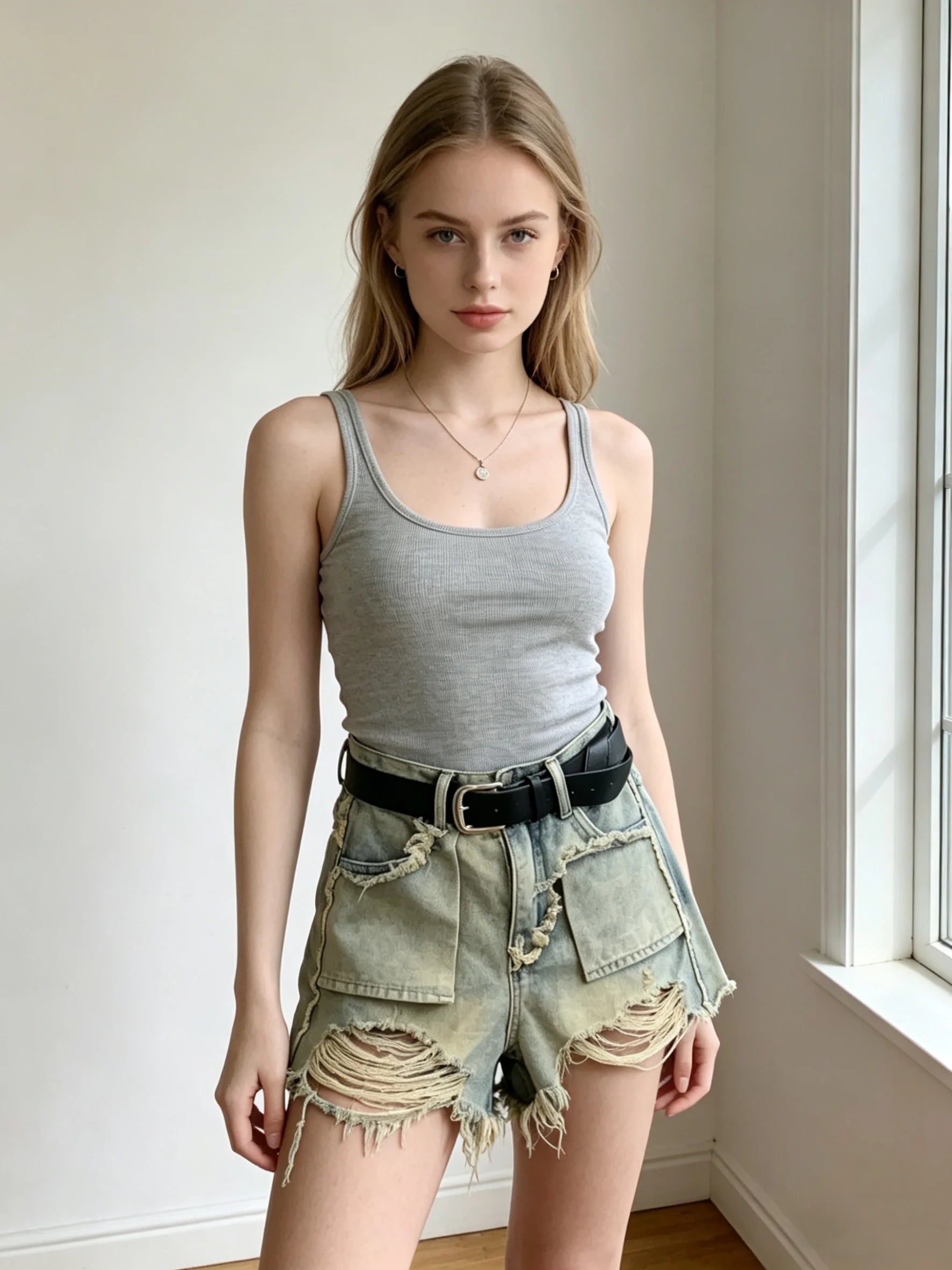 Short en jean déchiré bleu pour femmes