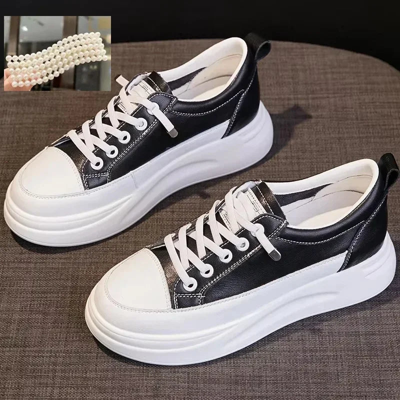 Baskets en cuir véritable respirante pour femmes