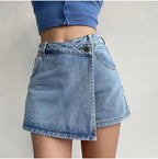 Jupe short en jean taille haute pour femmes