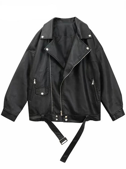 Blouson biker femme souple en simili cuir