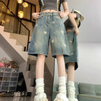 Short en Jean Baggy taille haute pour femmes