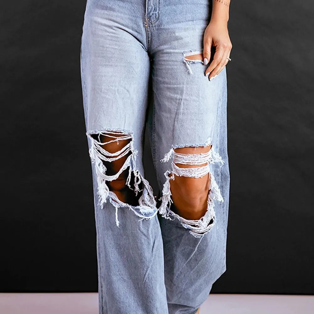 Jean ample taille haute à jambes larges pour femmes